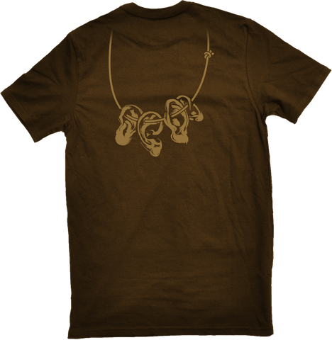 *ZOMBIE "ear" necklace (brown) t shirt