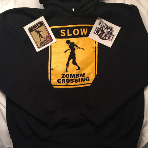 *SLOW ZOMBIE CROSSING ~ "hoodie" with 2 stickers